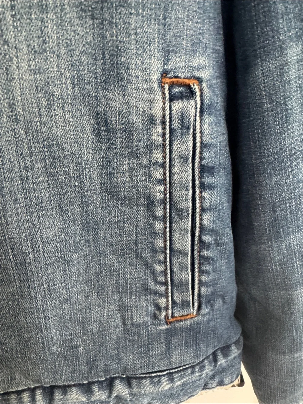 J.‎ Crew Blue Denim Sherpa-Lined Jean Jacket with Cream Collar